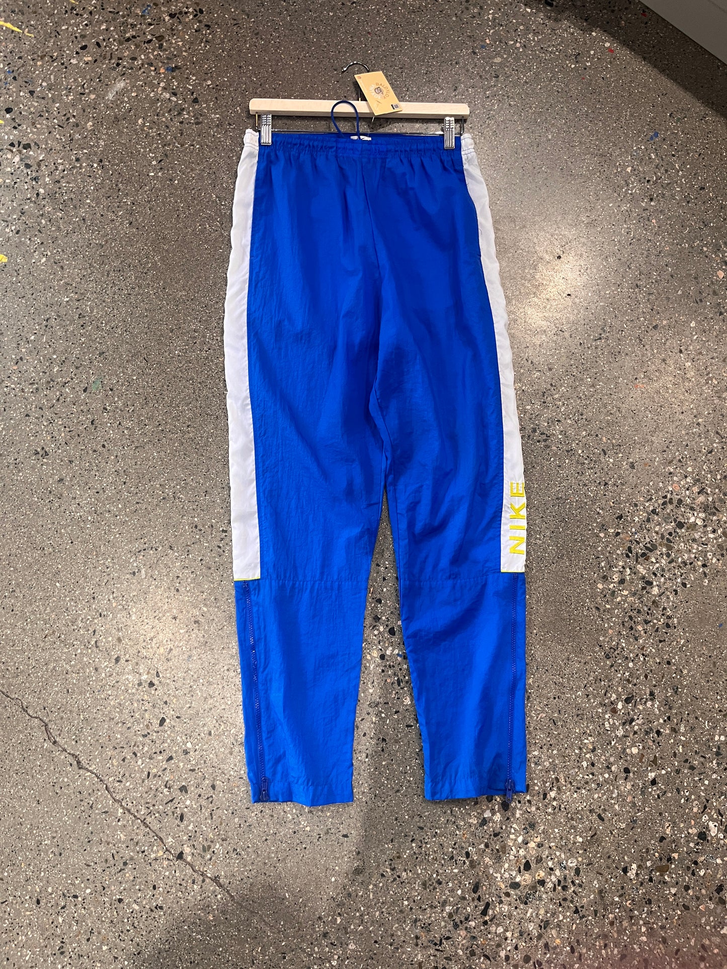 (M) 90s Nike Blue/Lime Green Windbreaker Pants