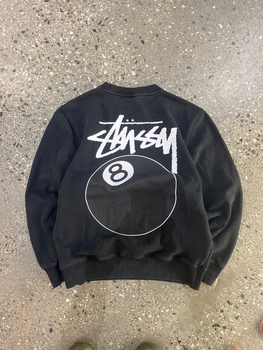 (S) Stussy Thick Black 8Ball Crewneck