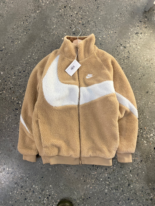 (S/M) Nike Reversible Double swoosh Fleece Peach - White