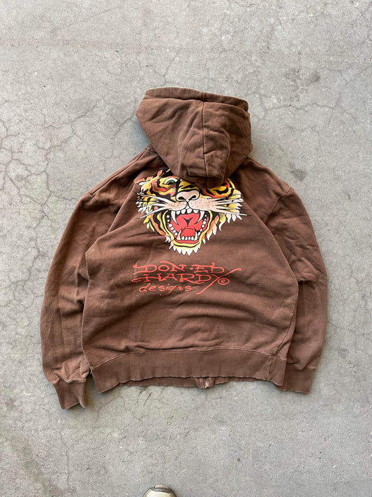 (M/L) Brown Ed Hardy Zip Up Hoodie