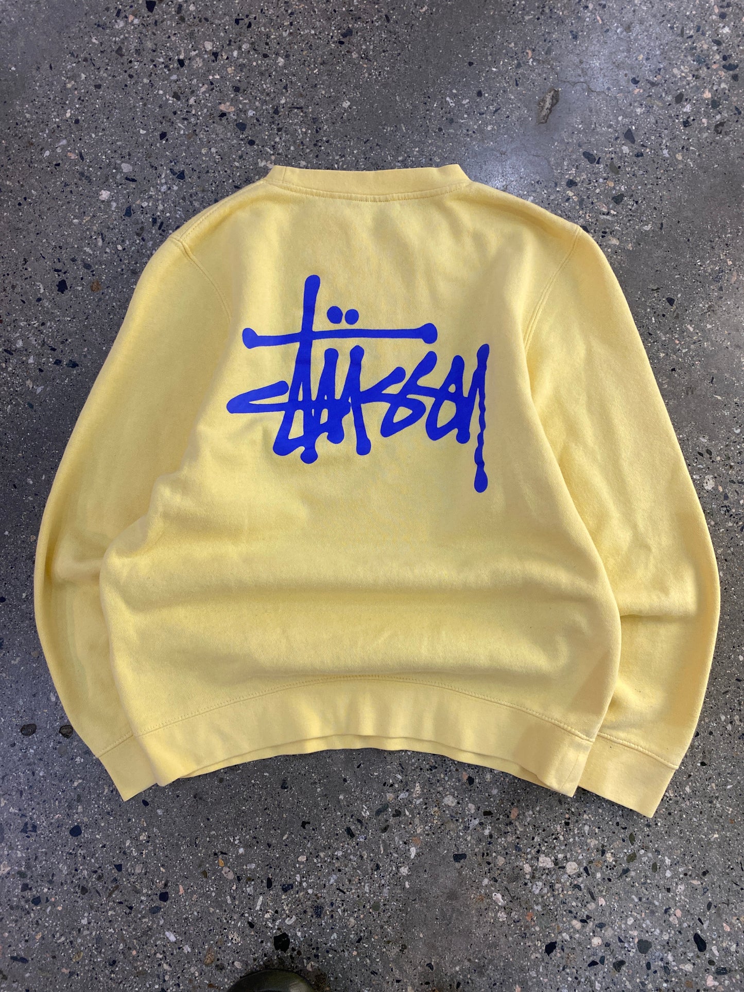 (S) Stussy Yellow Blue Script Crewneck