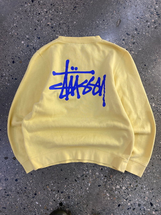 (S) Stussy Yellow Blue Script Crewneck