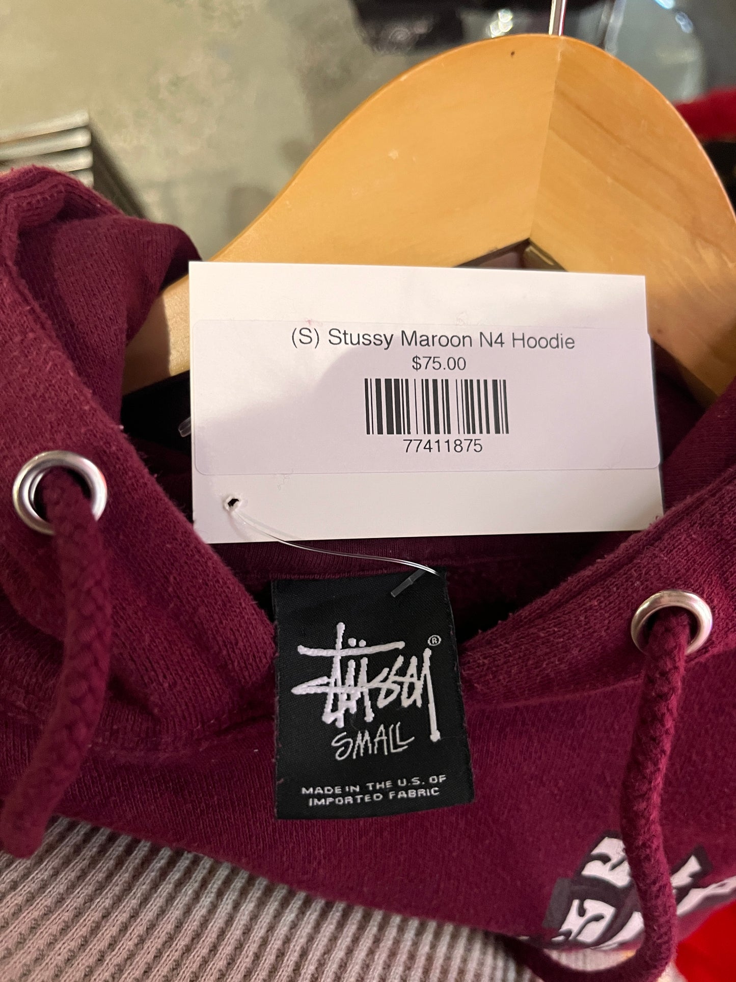 (S) Stussy Maroon N4 Hoodie