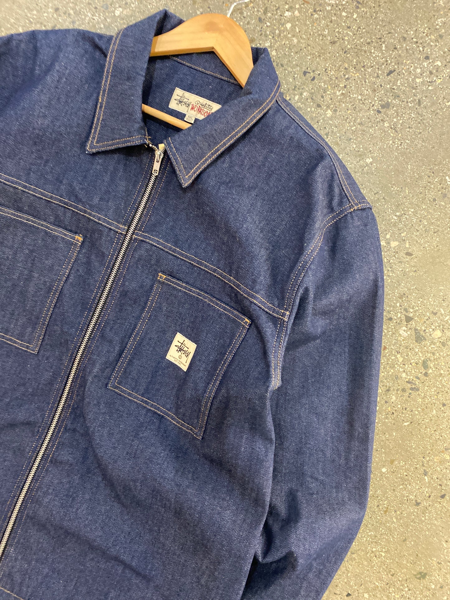 (2X) Stussy Workgear Raw Denim Style Jacket