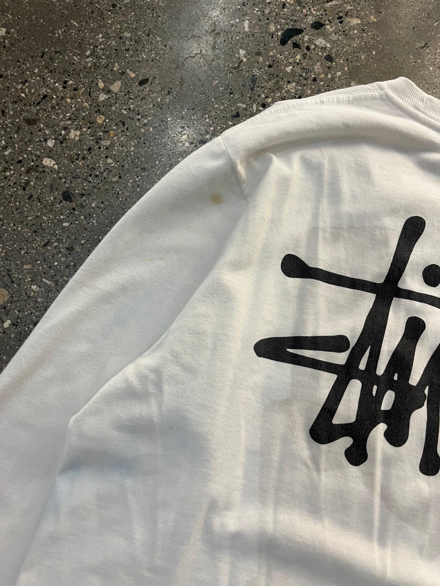 (M/L) Stussy White Script LS