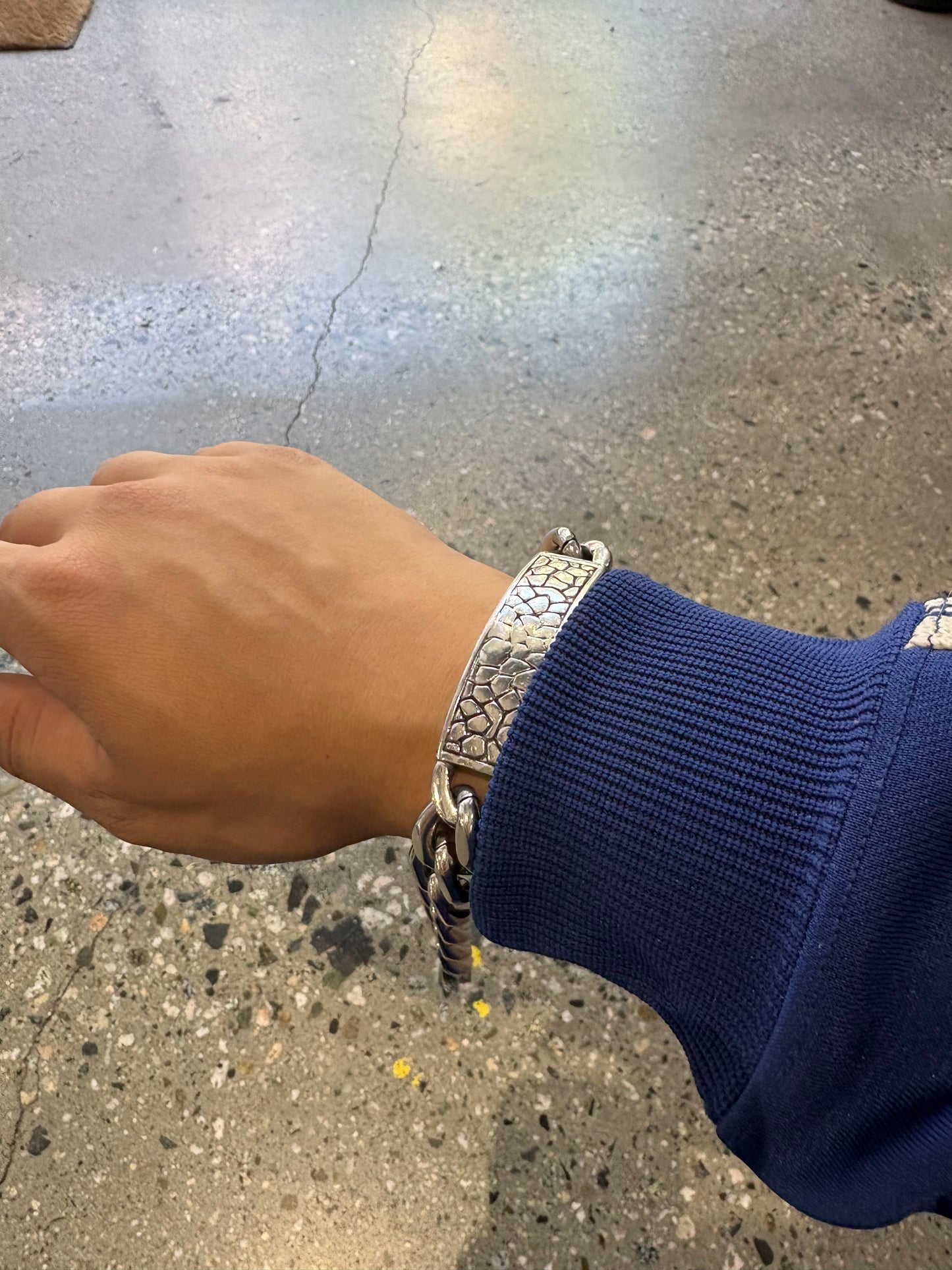 8” Chunky Silver Stainless Steal Gauntlet