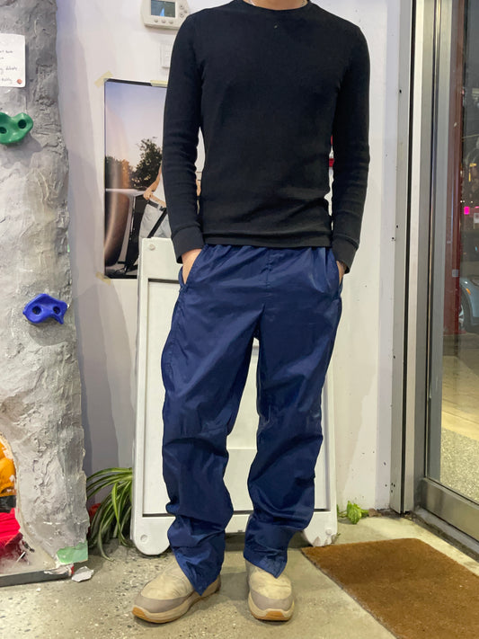 (L) 1990s Nike Thigh Swoosh Navy Windbreaker Pants