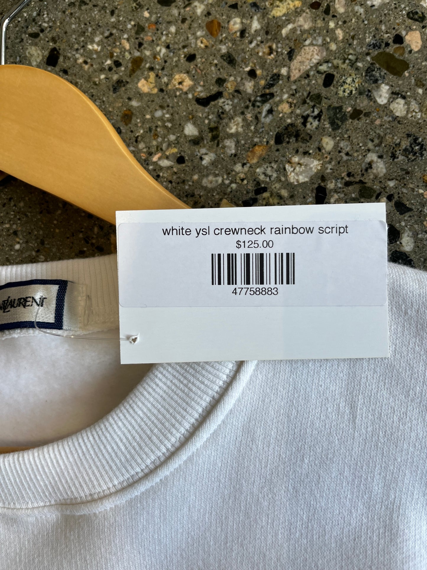 (Medium) 90s white YSL crewneck rainbow script
