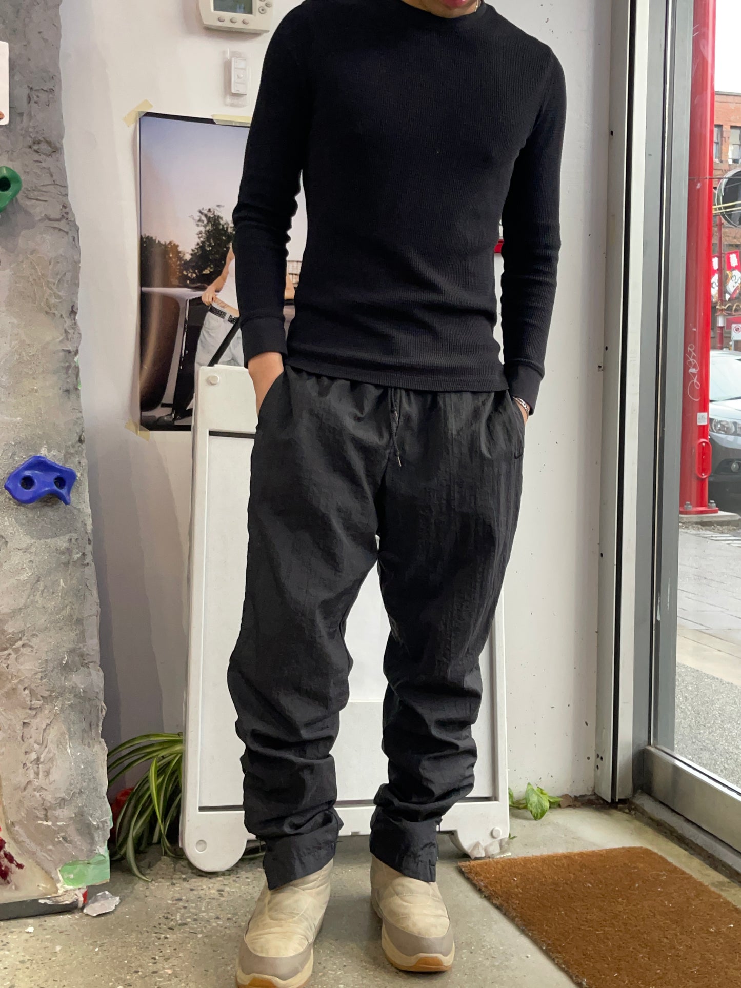 (M) 1980s Black Tonal Nike Windbreaker Pants