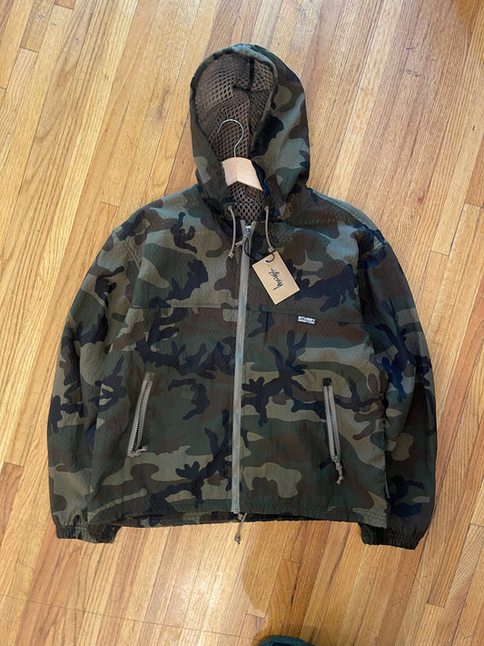 (M) BNWT Stussy Layered Mesh Hooded Reversible Jacket - Woodland