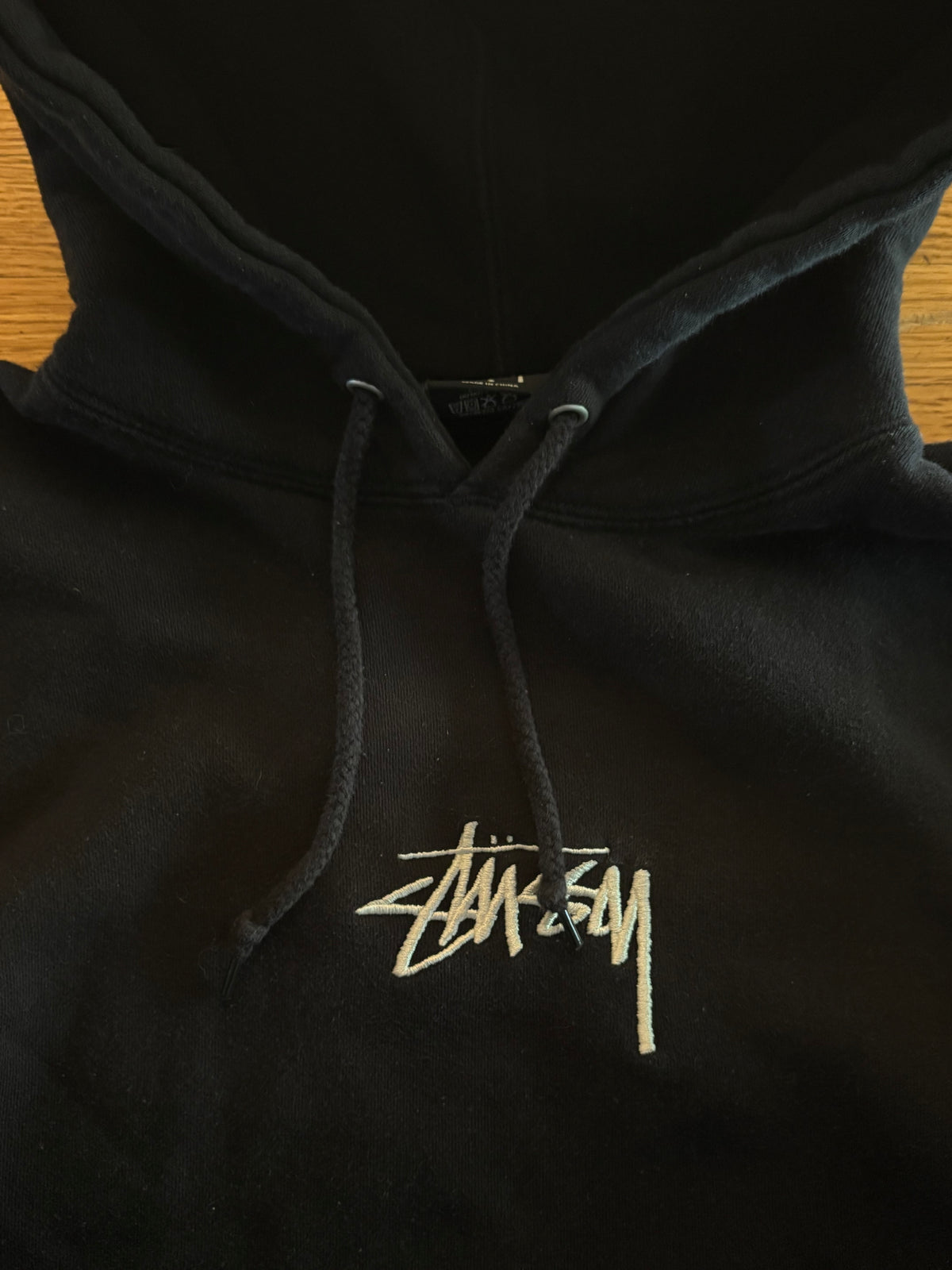 (S) Stussy Script Logo Black Hoodie