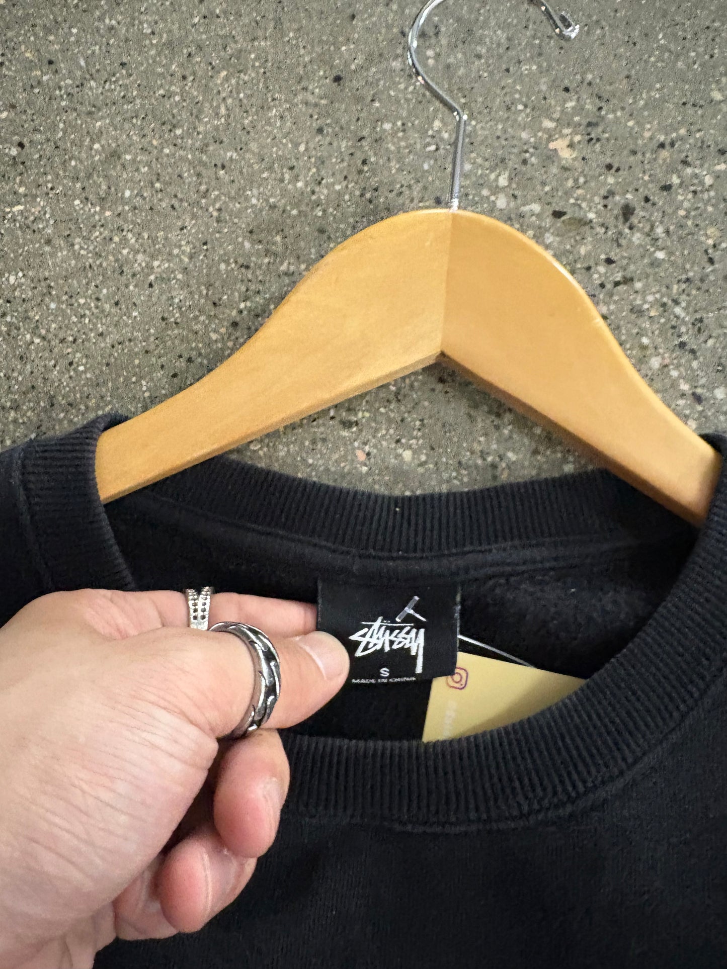(s) Stussy Black Script Crewneck