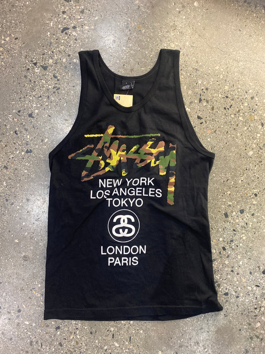 (S/M) Stussy Camo Script Tank