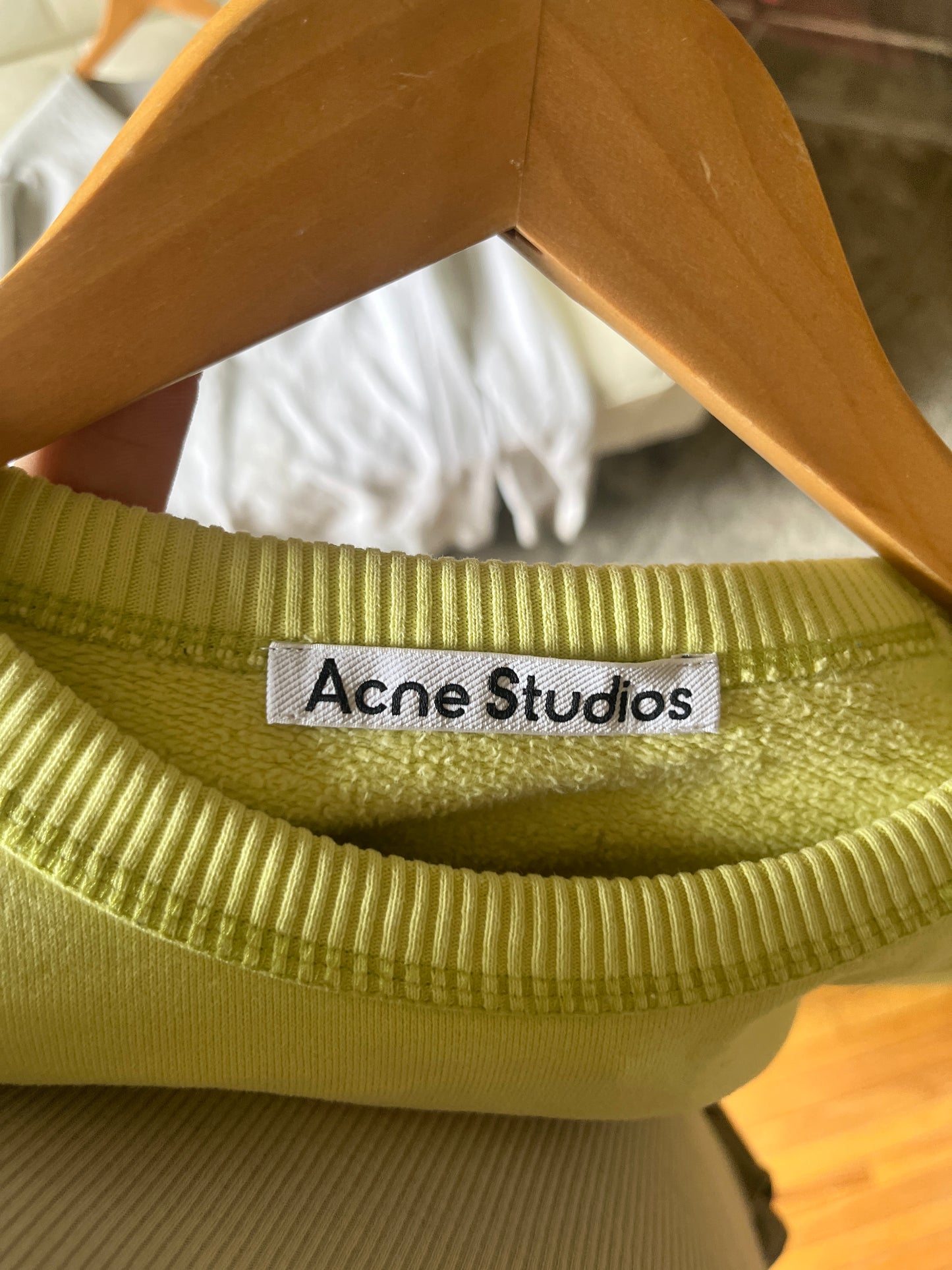(S) Acne Studios Face Lime Yellow Crewneck