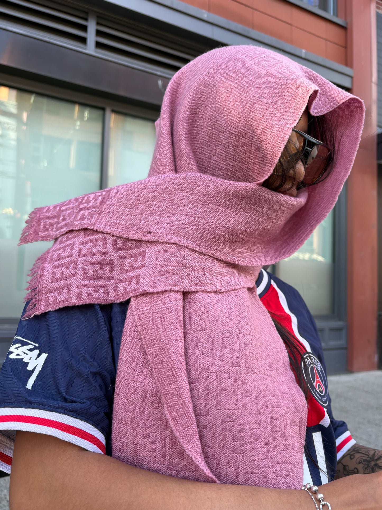 (OS) Pink Fendi Wool Scarf