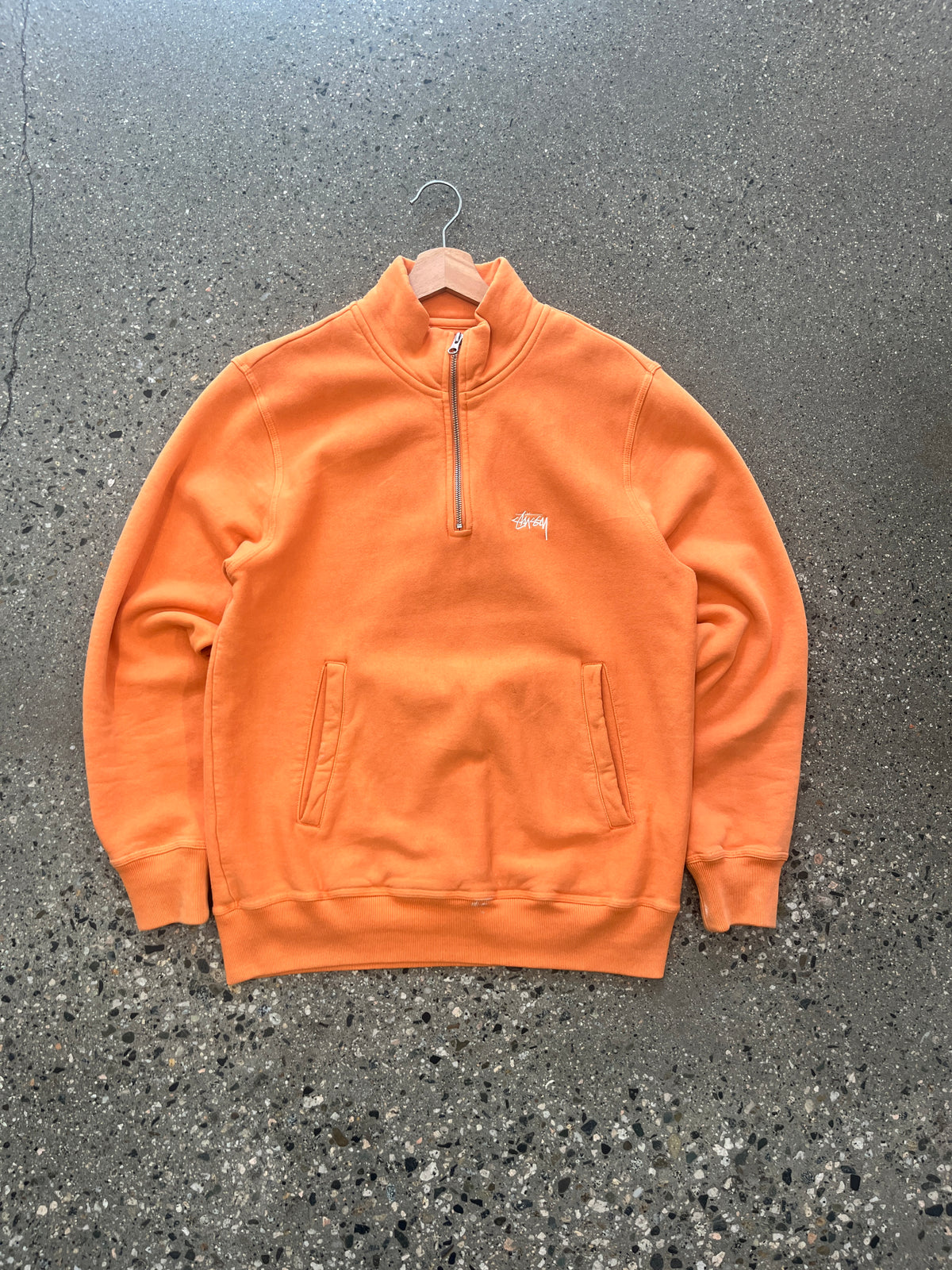(S) Peach Orange Stüssy Half Zip