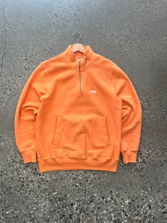 (S) Peach Orange Stüssy Half Zip
