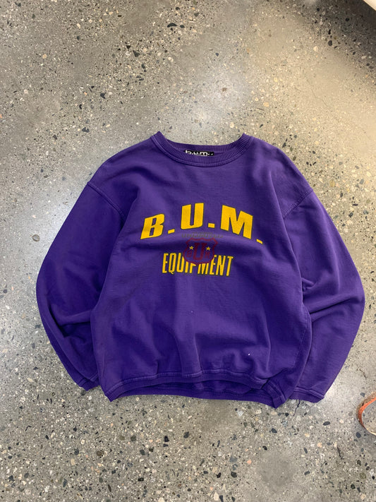 (XS/S) 90's B.U.M Equipment Graphic Purple Crewneck