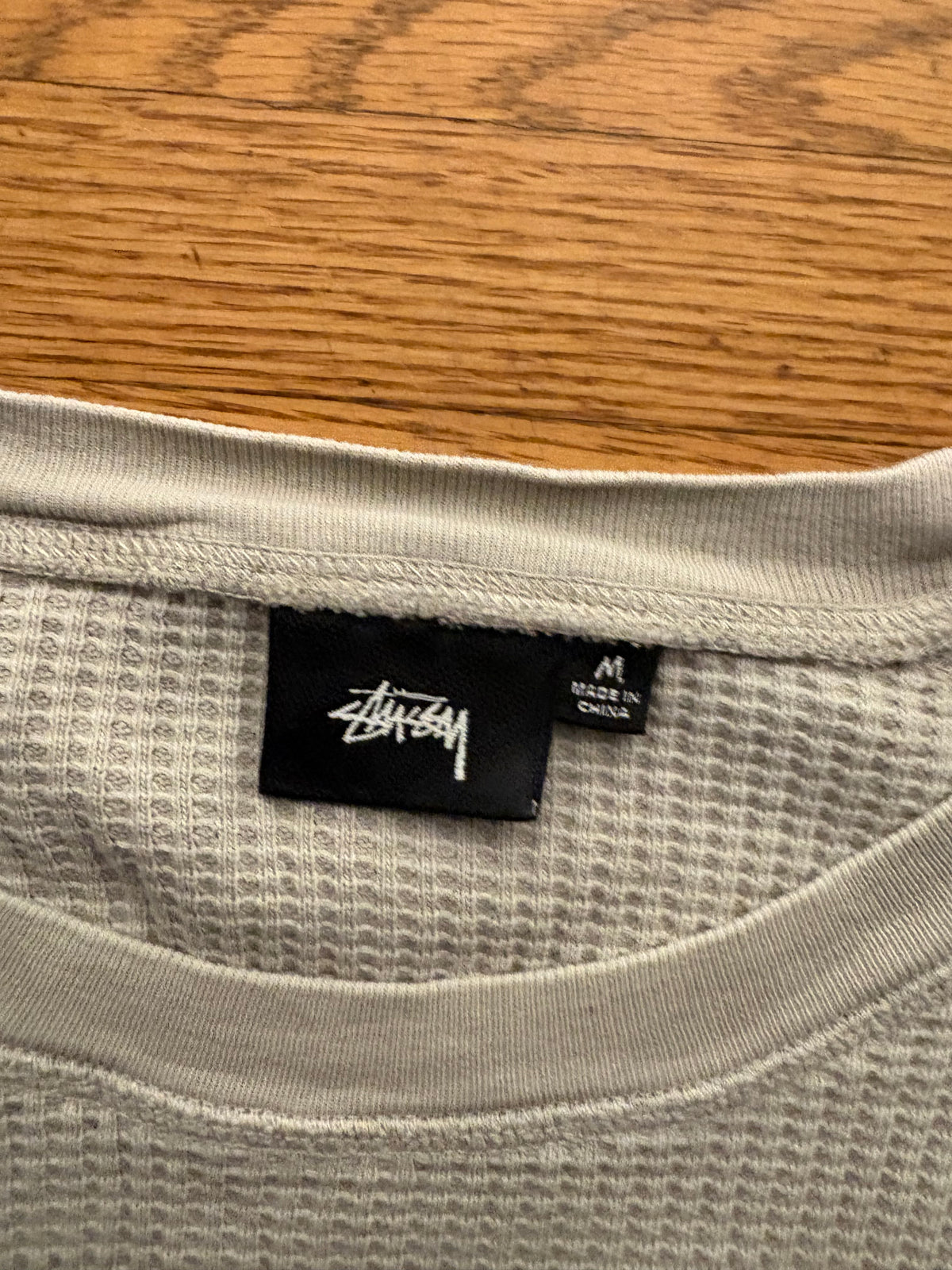 (M) Stussy Thermal Waffle Knit Longsleeve Beige