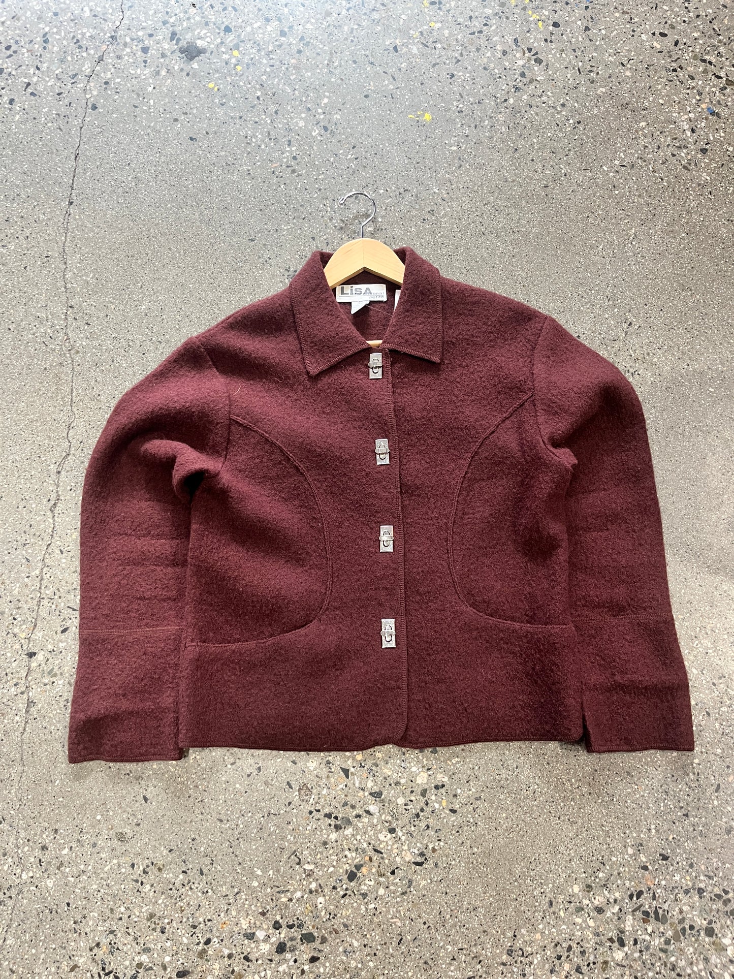 (S/M) Lisa Burgundy Wool Jacket