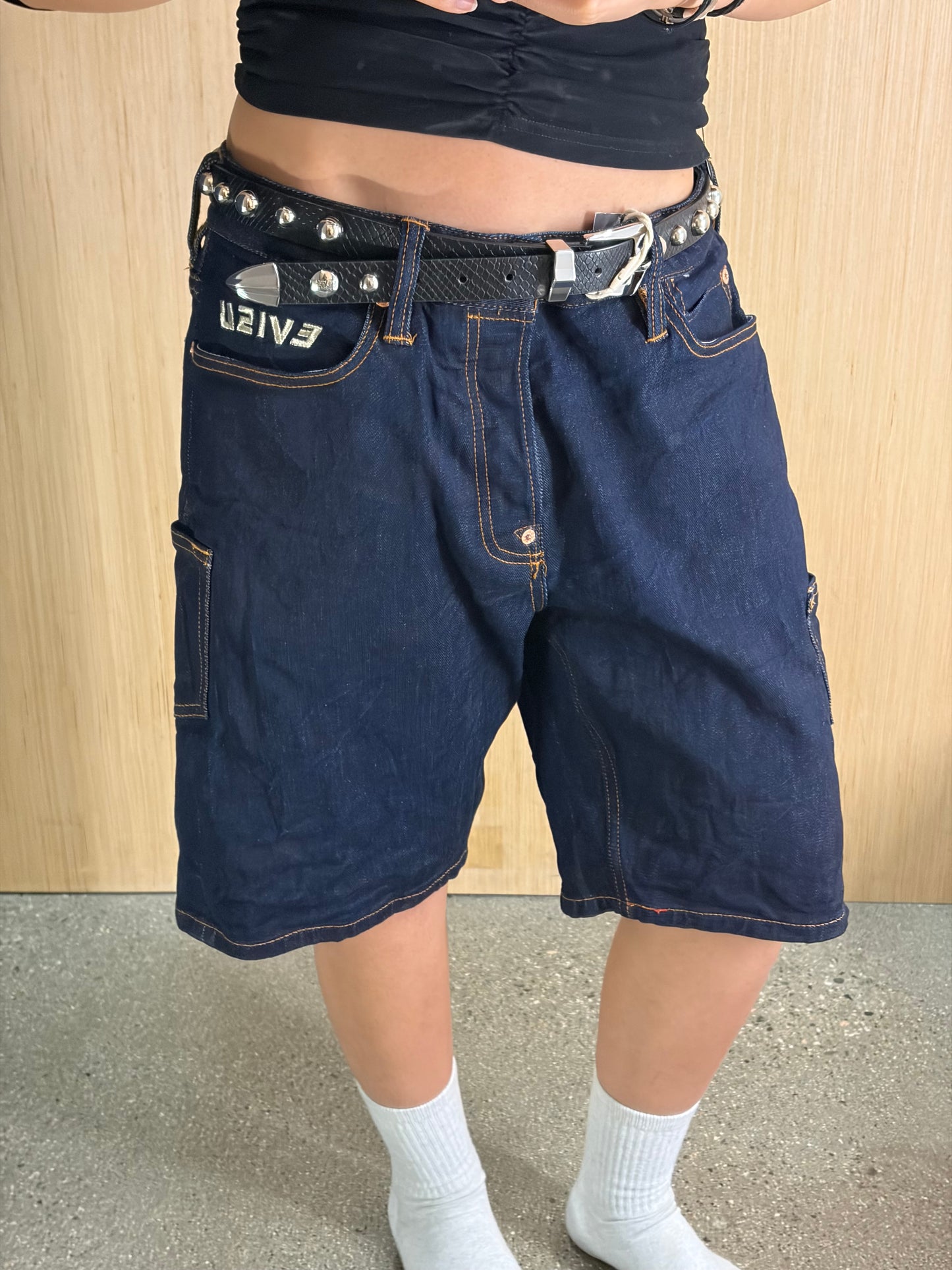 (33”W) Evisu Dark Indigo Jorts