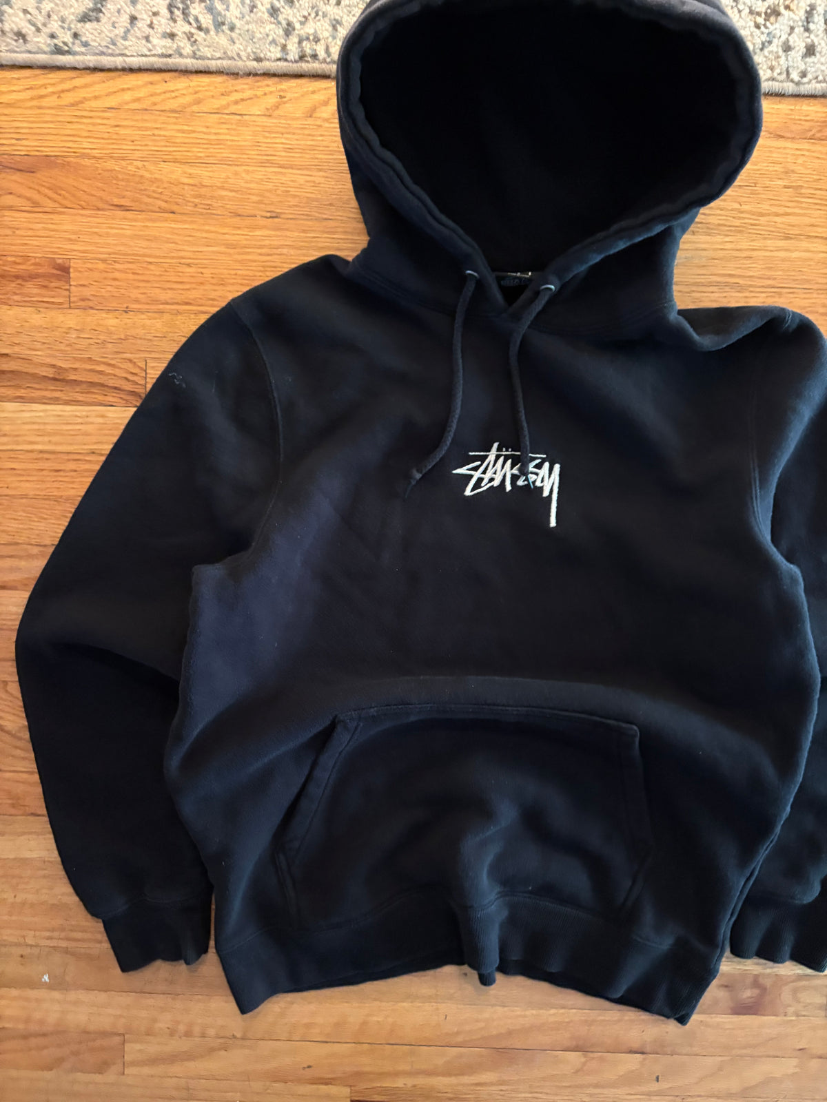 (S) Stussy Script Logo Black Hoodie