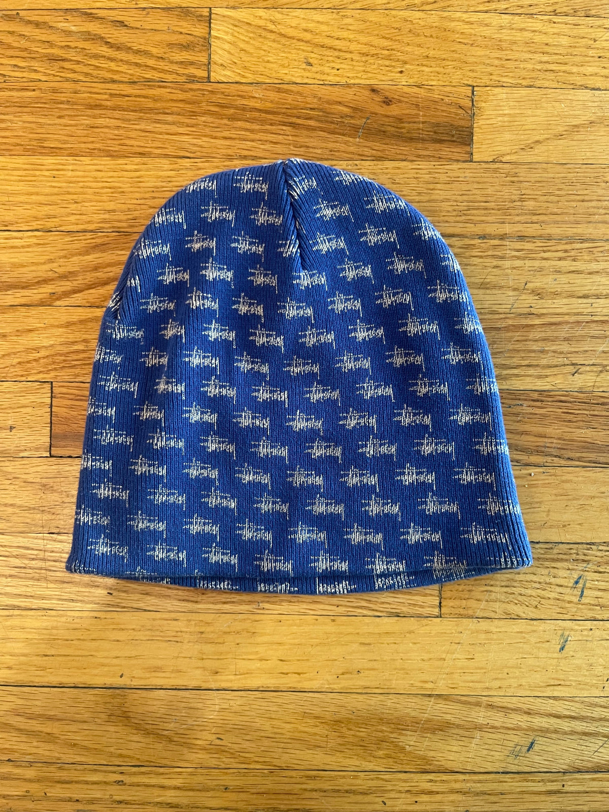 (OS) 2000s Stussy Blue Script AOP Skully