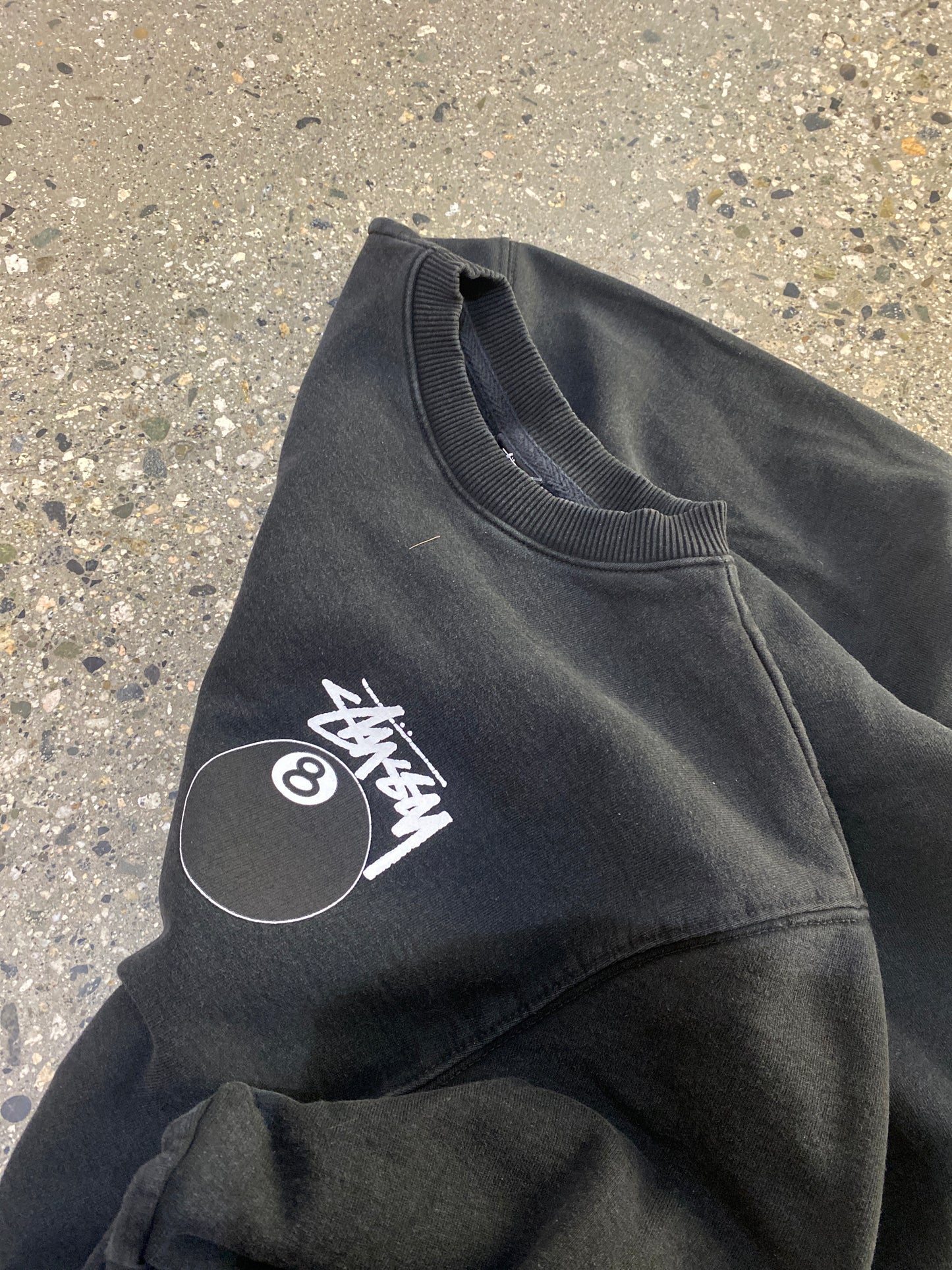 (S) Stussy Thick Black 8Ball Crewneck
