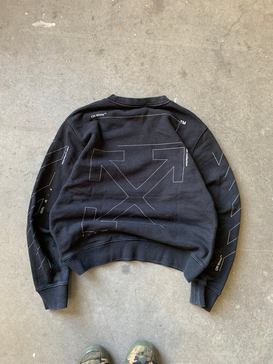 (L) OFFWHITE Unfinished Arrow Crewneck