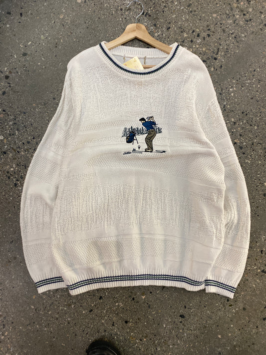 (2X) White golf knit