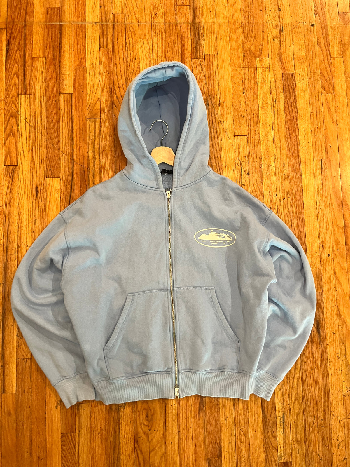 (M) Corteiz Baby Blue Zip Hoodie