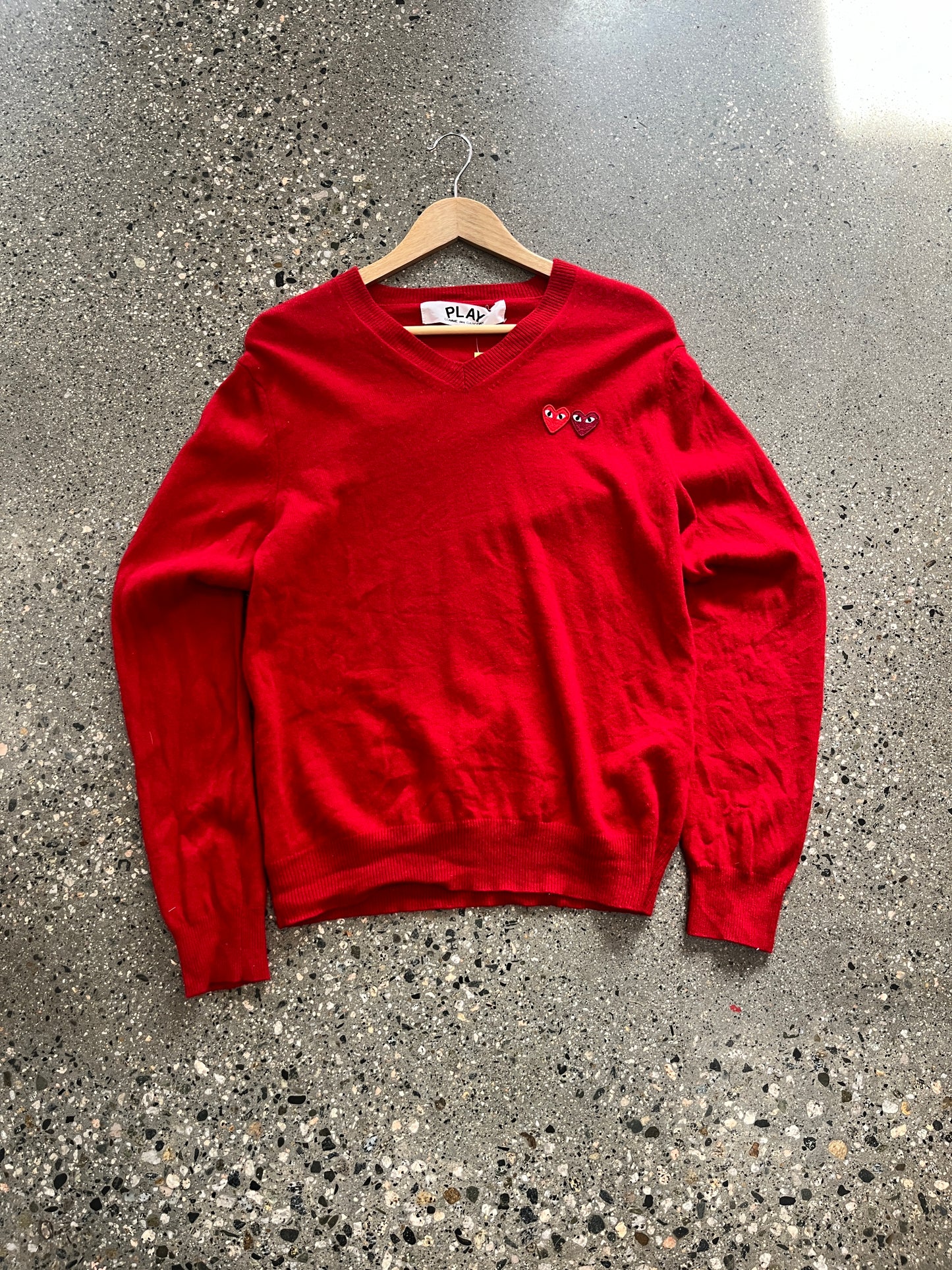 (M) CDG Play Red Knit Made in Japan