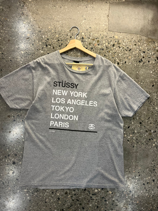 (L) Stussy International List Grey Tee