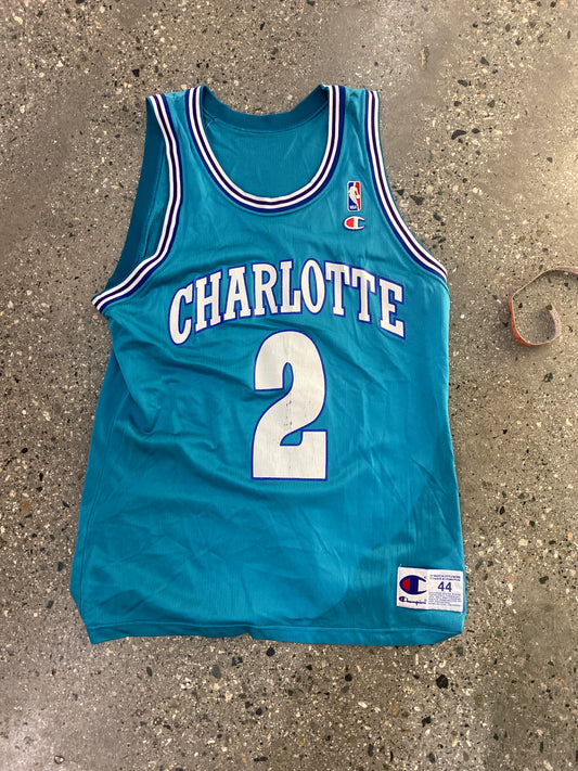 (XL) 90s Champion Larry Johnson Charlotte Hornets Jersey