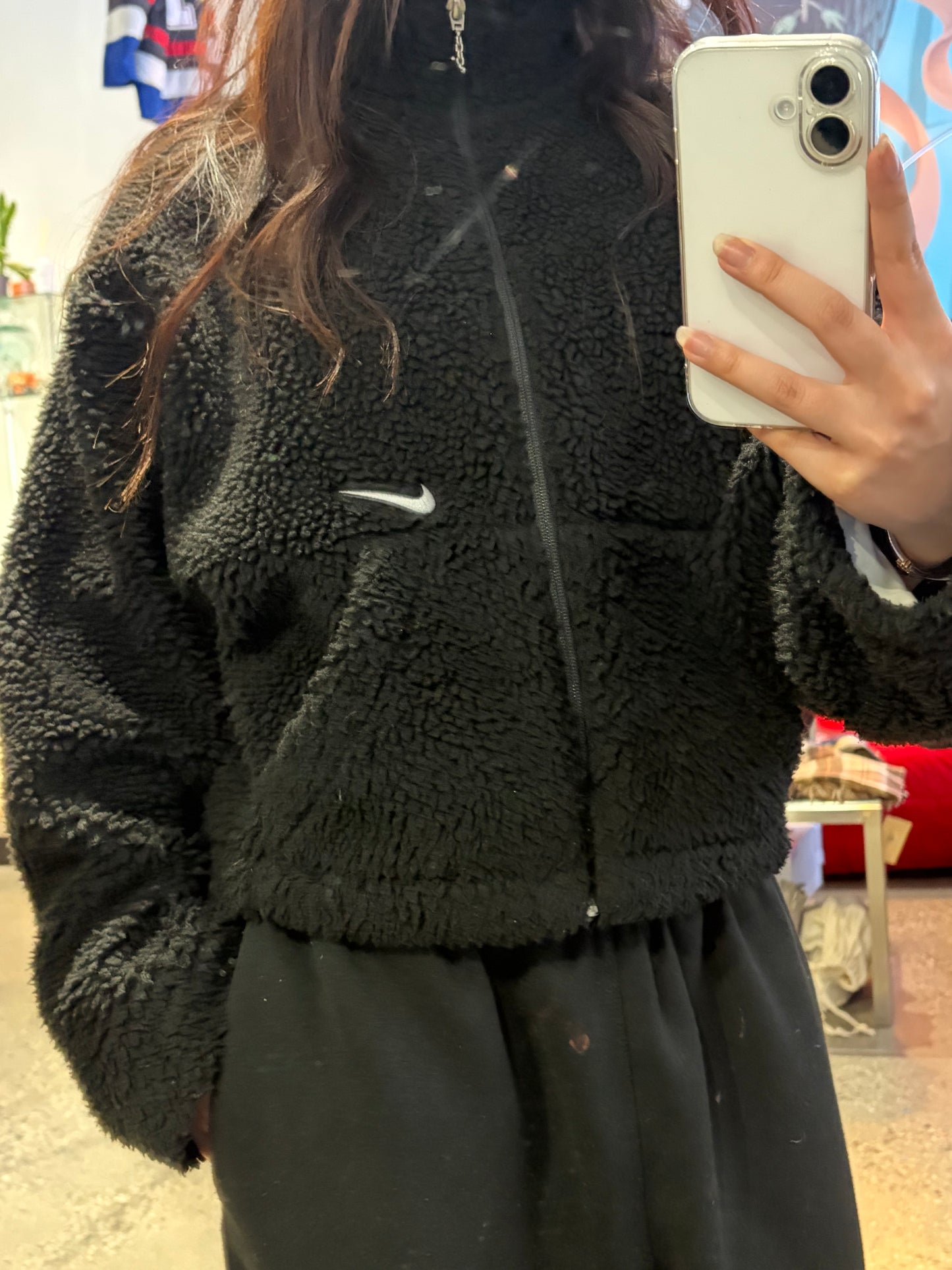 (Womens M ) Womens Cropped Nike Black FLEECE