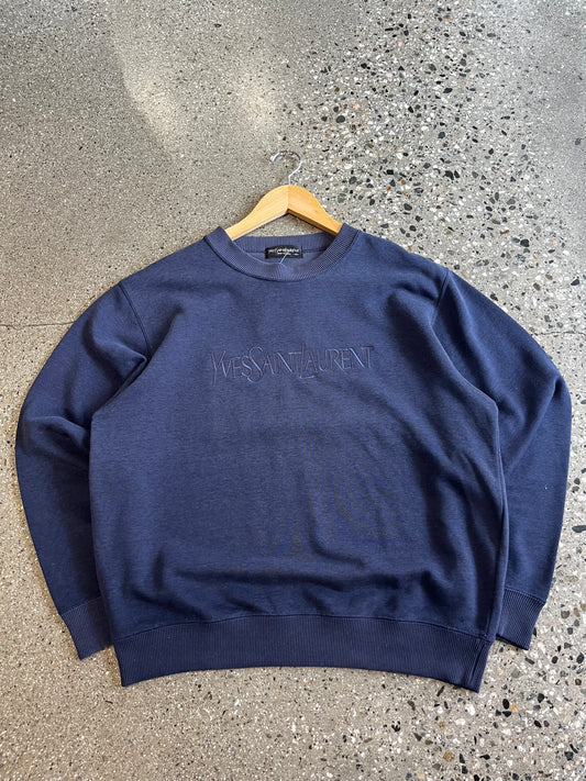 (Large) Vintage 90s Navy ysl spellout crewneck