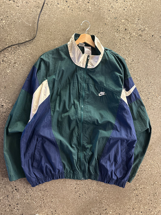 (3X) 90s Nike Green Blue Windbreaker ( Stain )