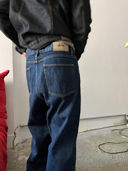 (34”) Stussy Baggy Dark Wash Denim