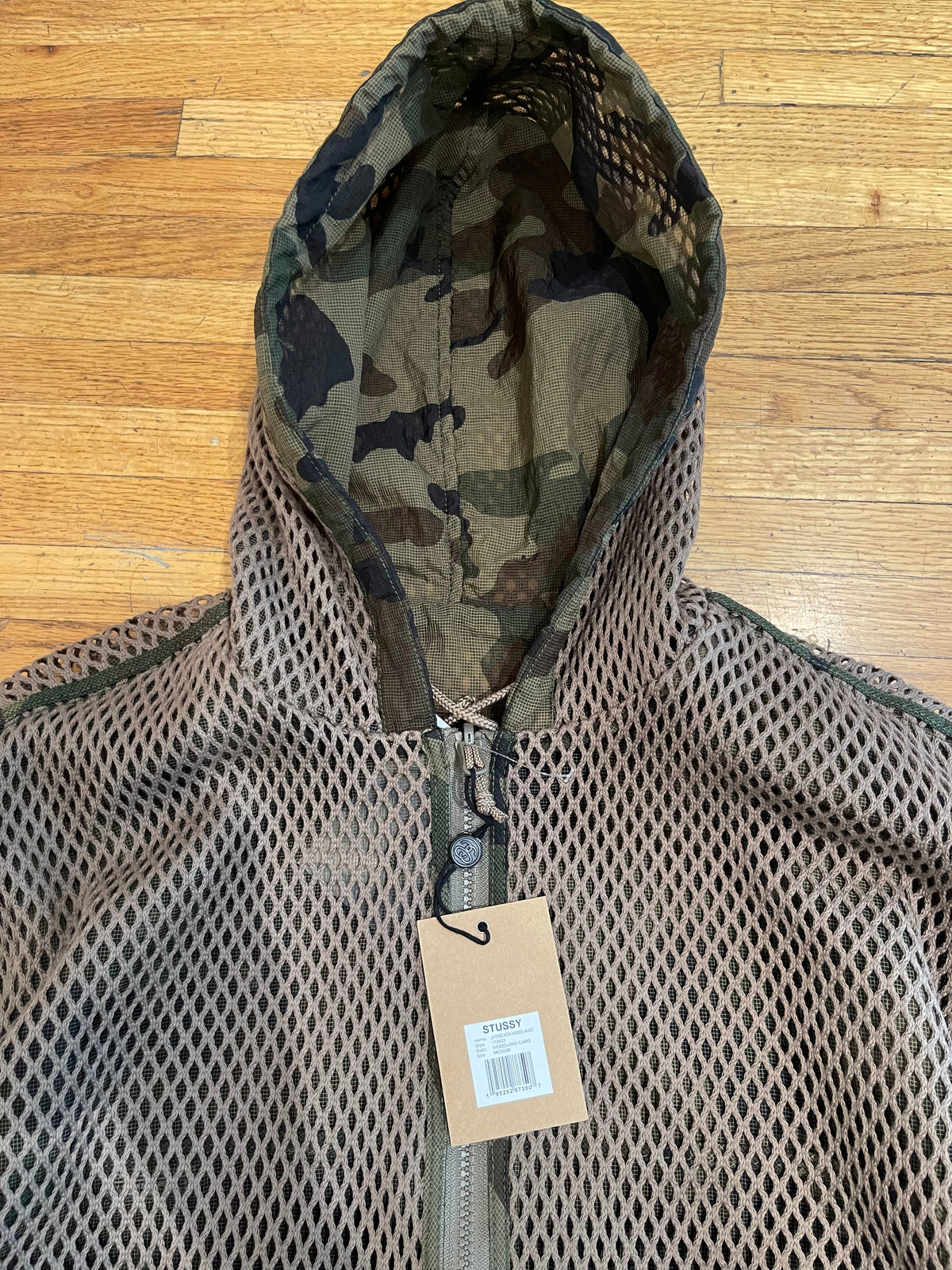 (M) BNWT Stussy Layered Mesh Hooded Reversible Jacket - Woodland