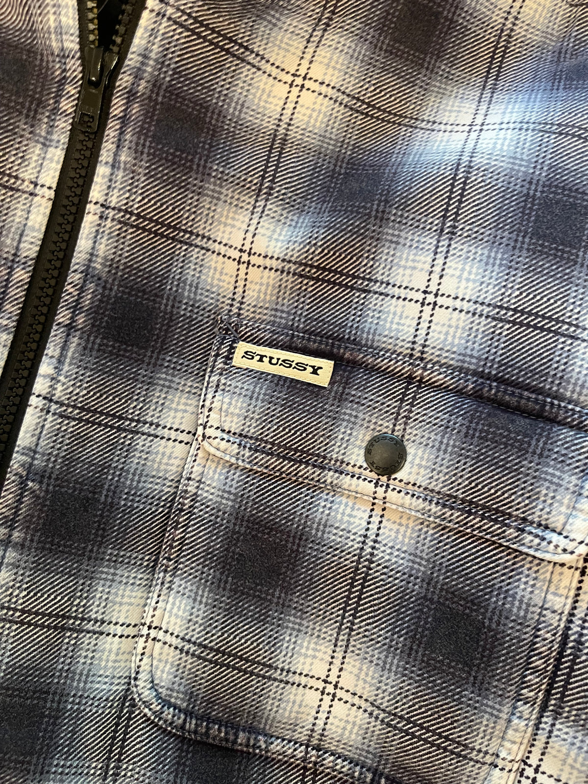 (L) BNWT Stussy Zip Hooded Plaid Shirt ( Retails for $235)