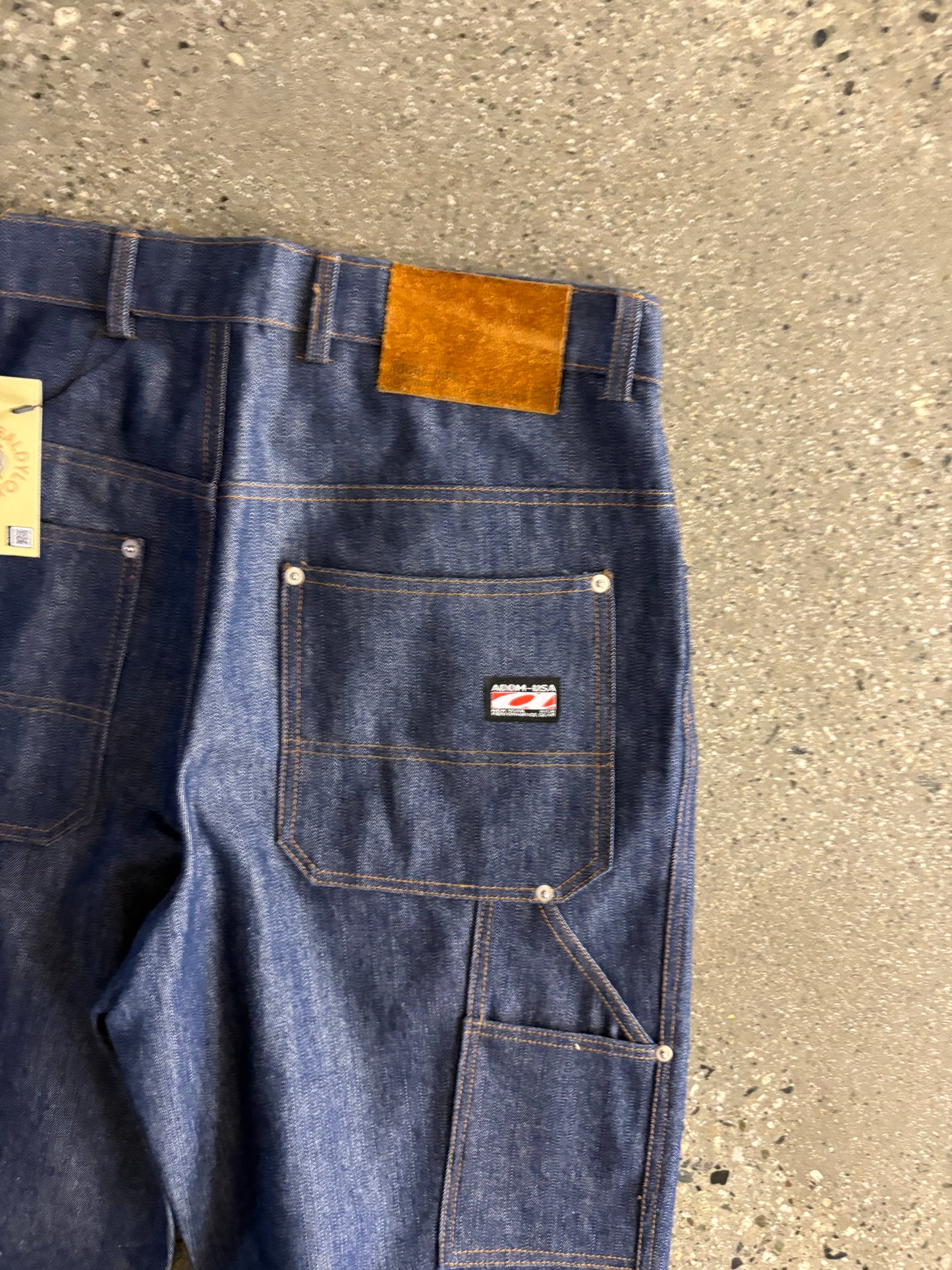 34” Adom USA Raw Dark Denim Carpenter Jeans