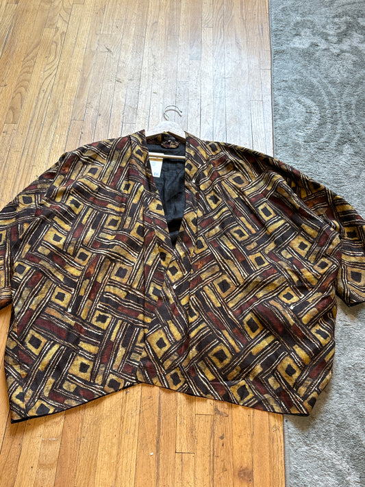 (Size 0) Eskandar Linen Open Front Duster Jacket