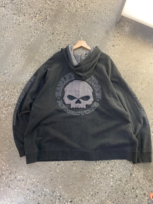 (2X/3X) Harley Davidson Grey Skull Hoodie