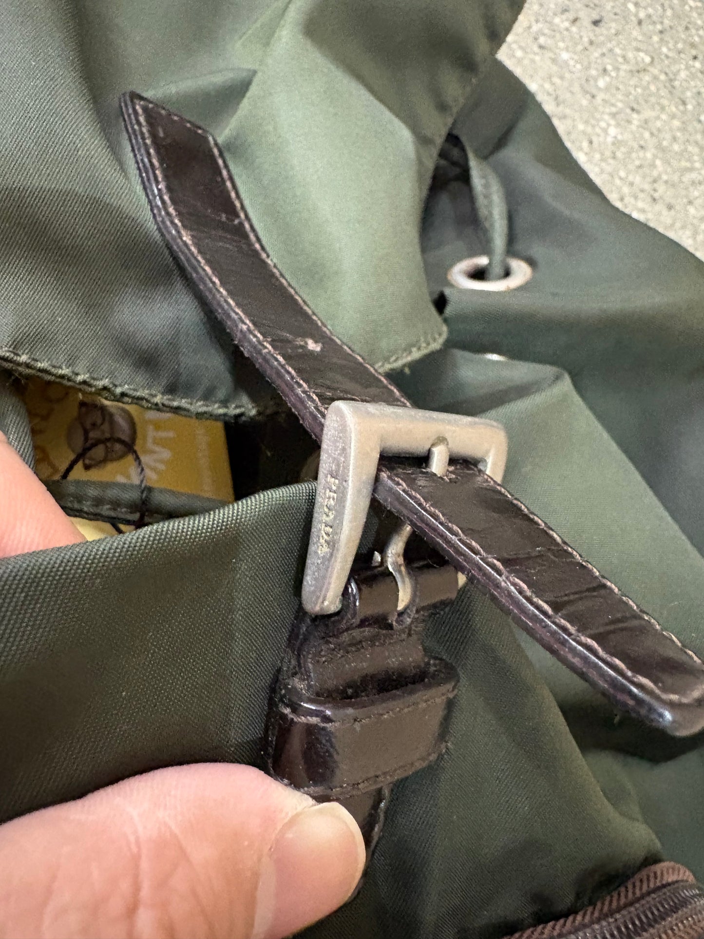 (OS) Vintage Prada Olive Nylon Backpack