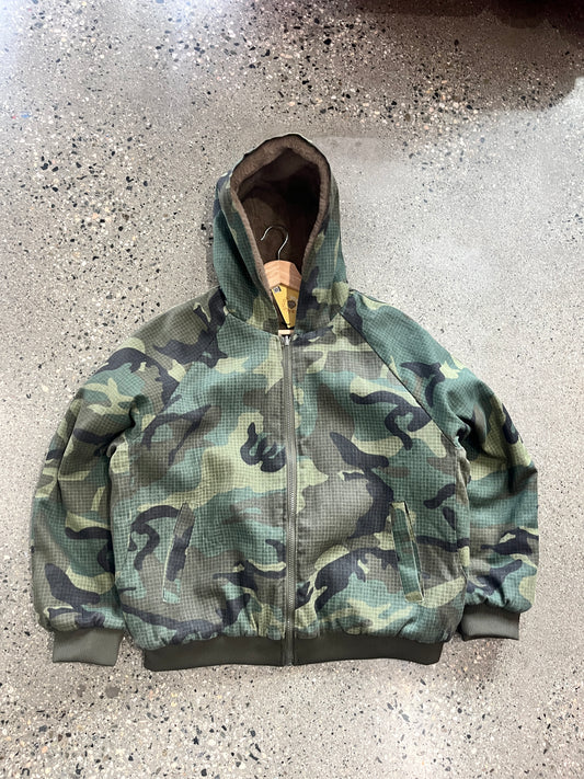 (XL/2X) Camo Reversible Fleece Workwear Jacket