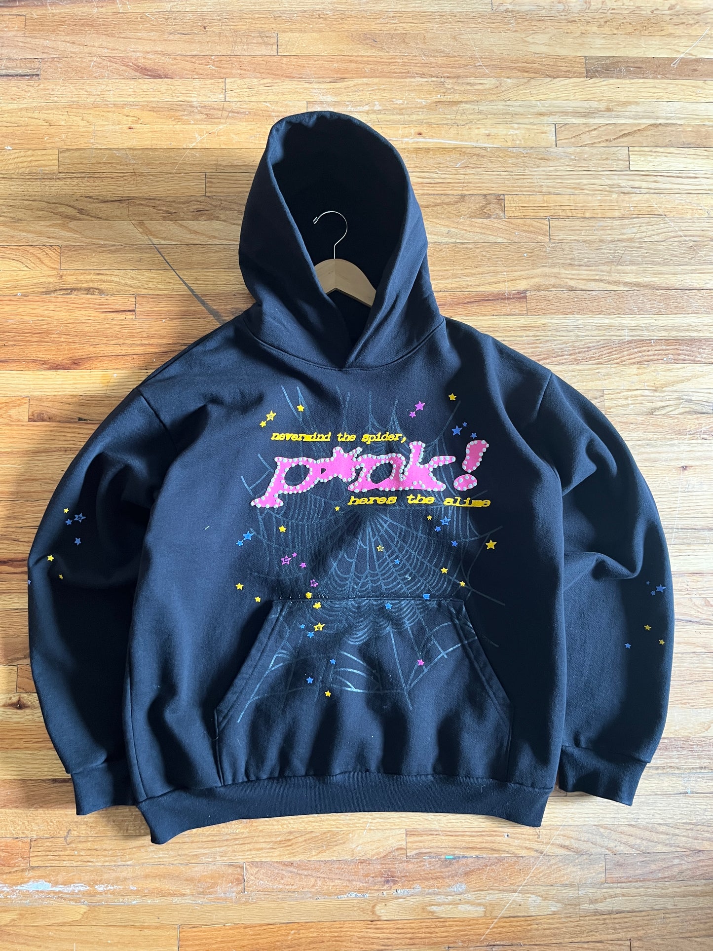(L) Sp5der Black Hoodie
