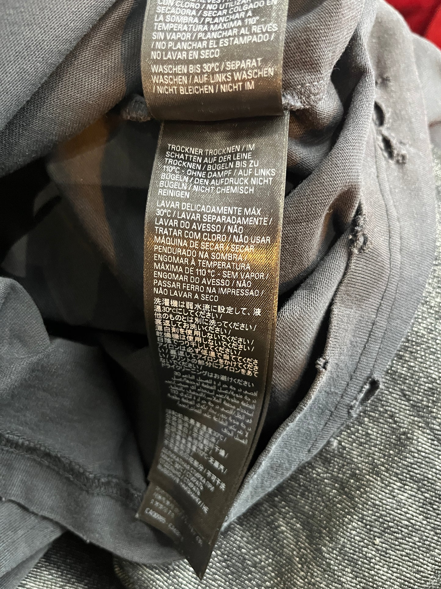(L) Balenciaga Rhinestone Pre Distressed Tee