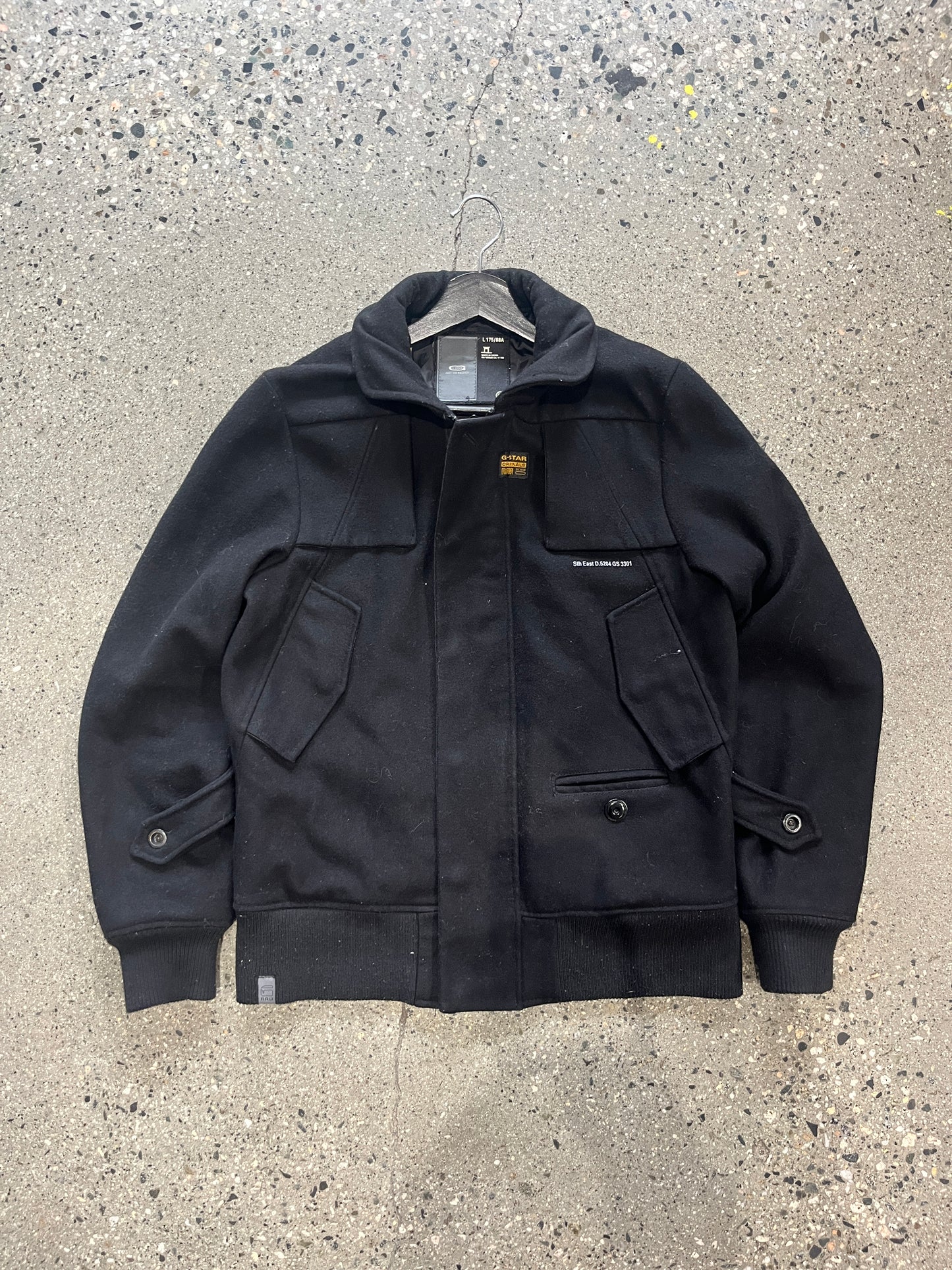 (L) GSTAR BLACK WOOL JKT