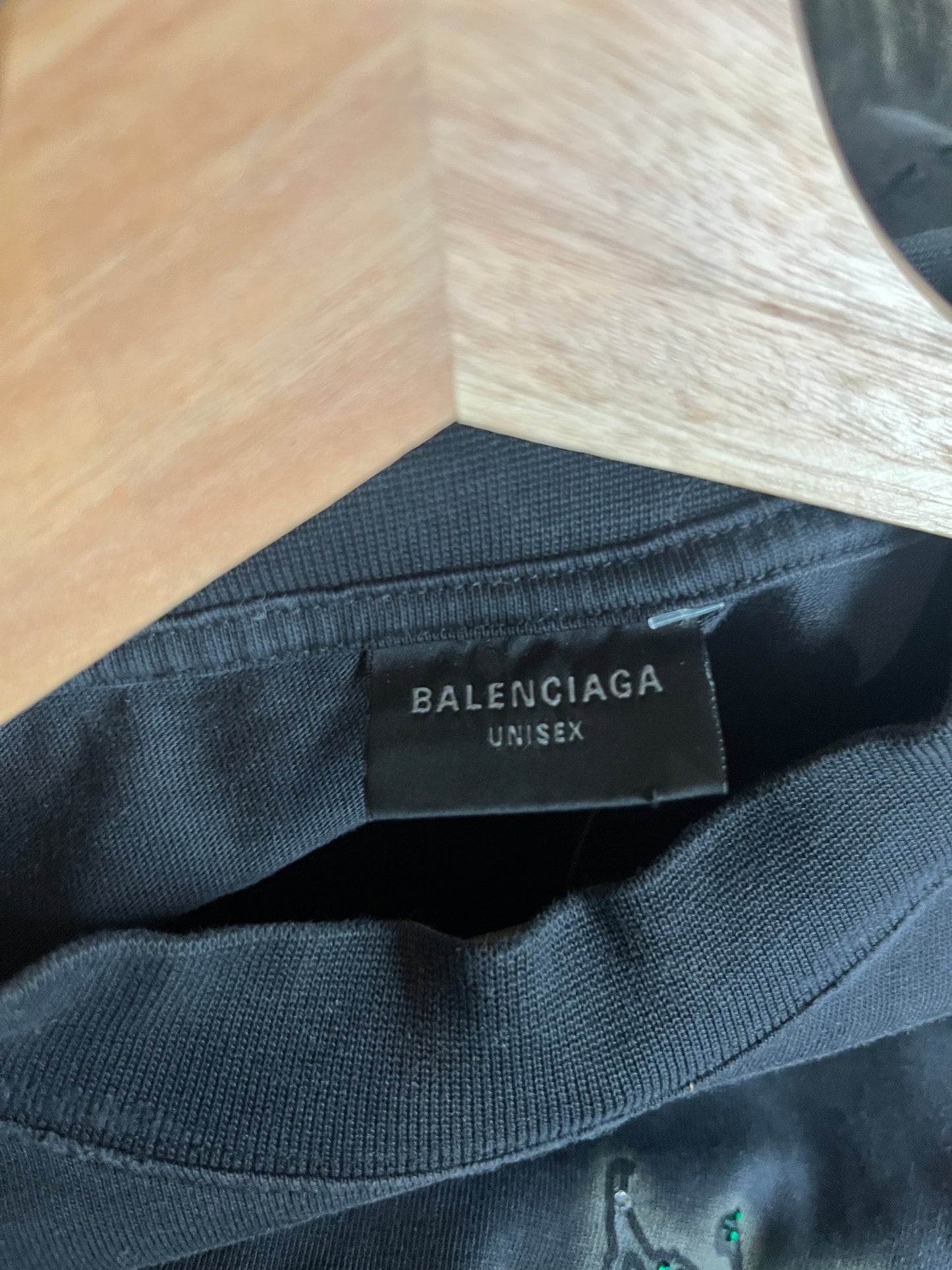 (L) Balenciaga Rhinestone Pre Distressed Tee