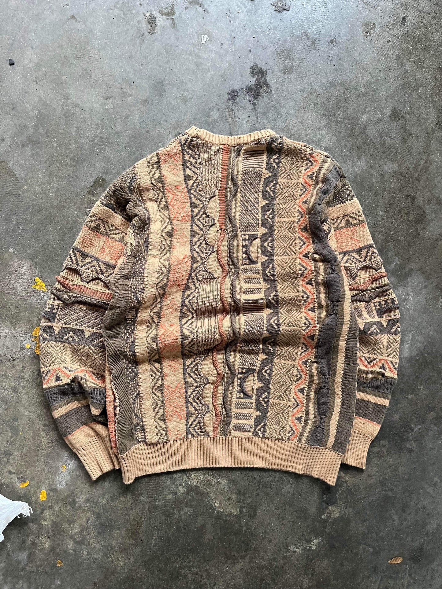 (L) Vintage Earthtone 3D Coogi Style Knit